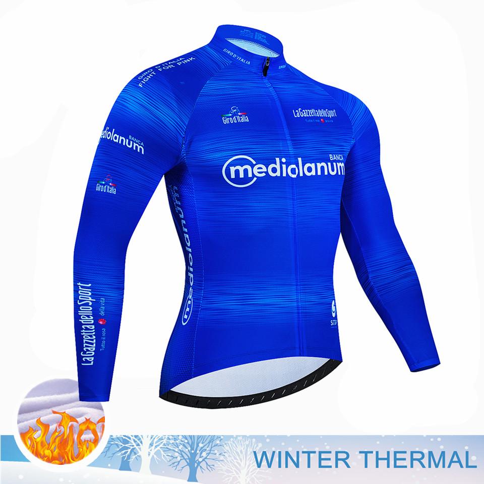 Bike Suit Tour De Italia Giro Winter Thermal Fleece Long Sleeve Cycling Jersey Set Bib Pants Ropa Ciclismo Bicycle Clothing MTB