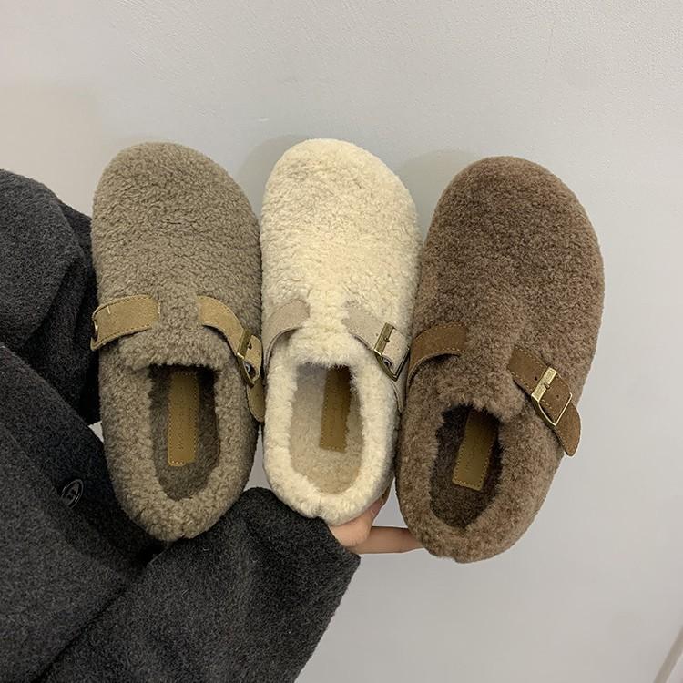 Sheepskin version~ Square head sequined flower toe sandals women's French exquisite skirt one word with wedge heel Roman sandals