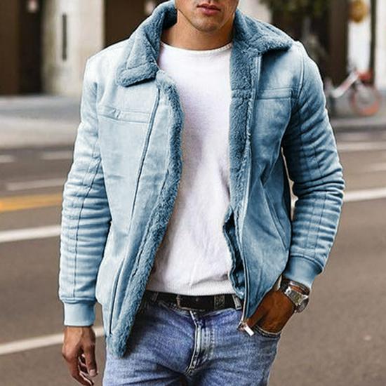 Men's 2021 Hot Selling Faux Leather Fur Winter Jacket - Thick Warm Zipper Coat