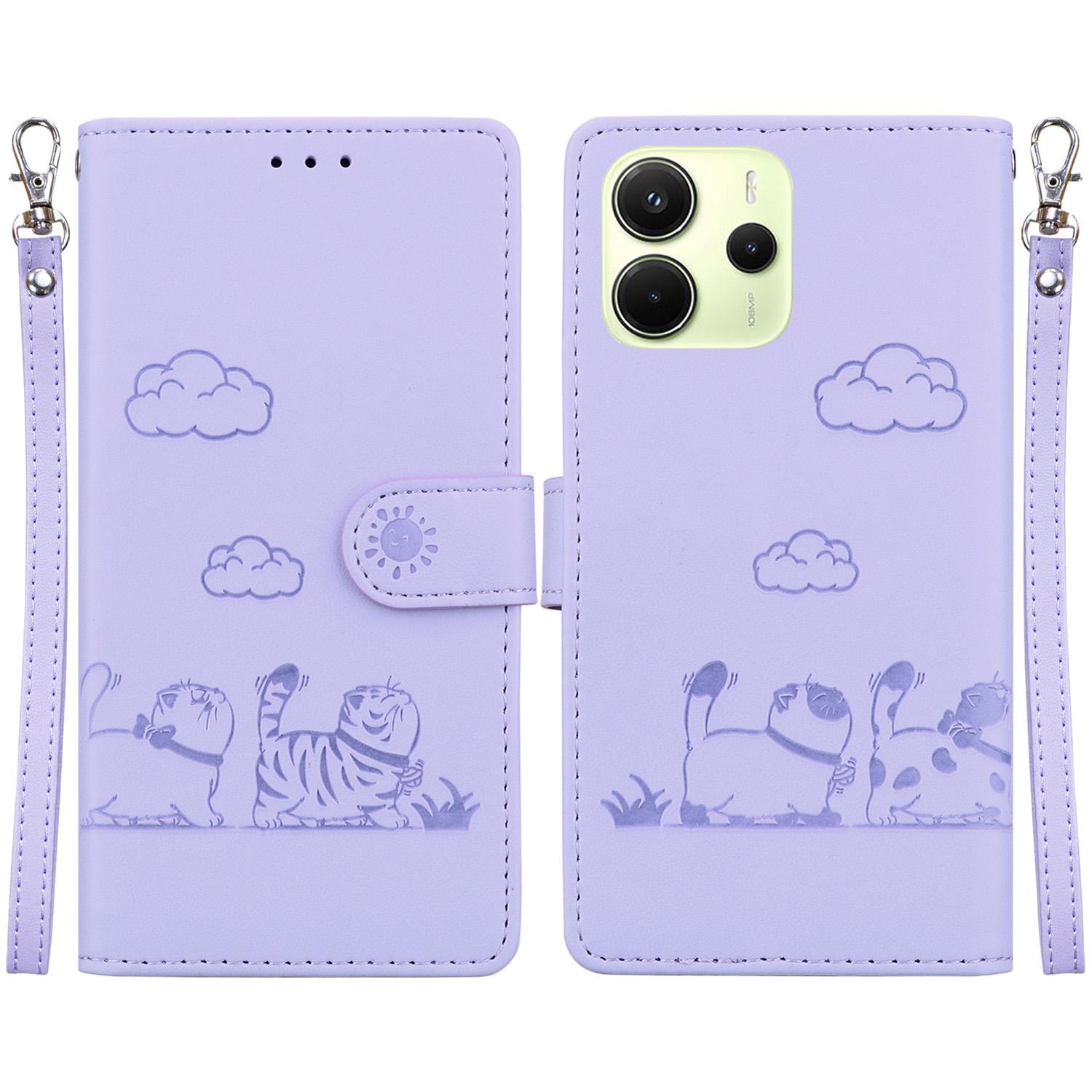 

For Xiaomi Redmi Note 14 4G (163.25mm) Case RFID Blocking Kitten Pattern TPU + PU Leather Phone Cover C