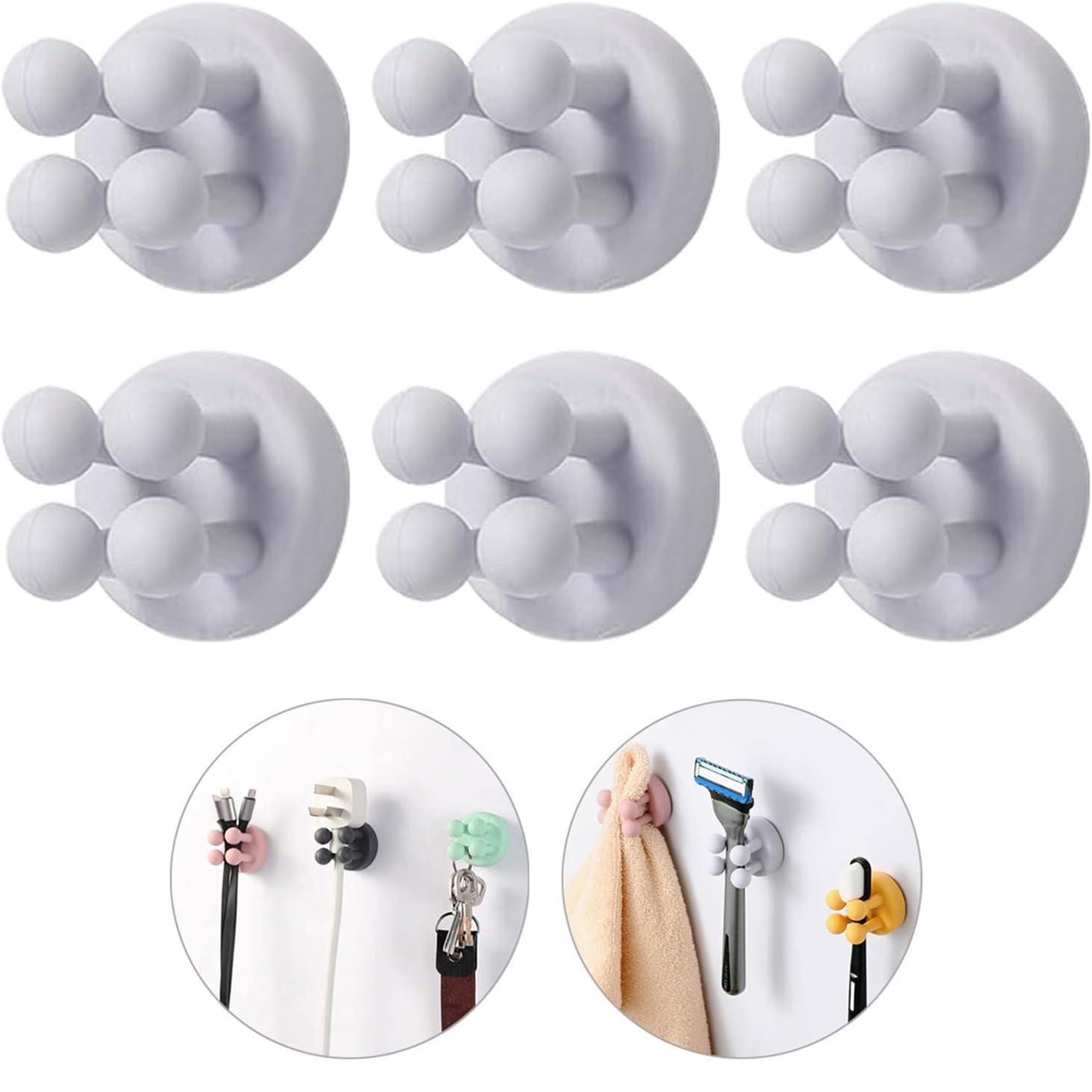 

Силиконовый держатель для душа для зубных щеток - 6 шт. Самоклеящийся настенный одинарный крючок для подвешивания чистки зубов Grey-6pcs серый