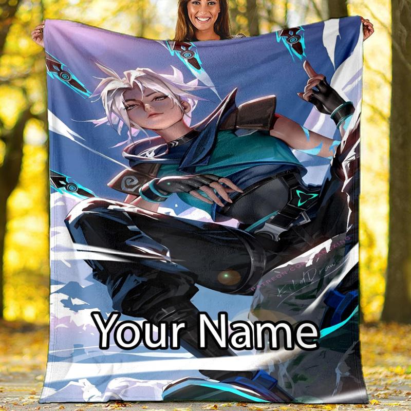 Custom Name Valorant Theme Printed Blanket - Perfect for Couch, Bed, Travel & Outdoor Use | Machine Washable, Cozy & Durable.
