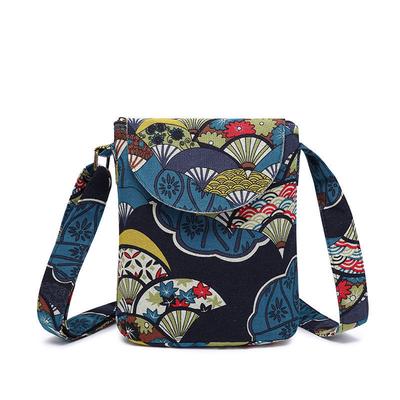 Ethnic Style Crossbody Bag Vintage Floral Bucket Bag Women'S Canvas Fabric Flap Purse 2025 Winter Street Casual Small Shoulder Bags