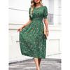 Ink Silk Gauze Floral Vacation Dress - Spring/Summer European American Style