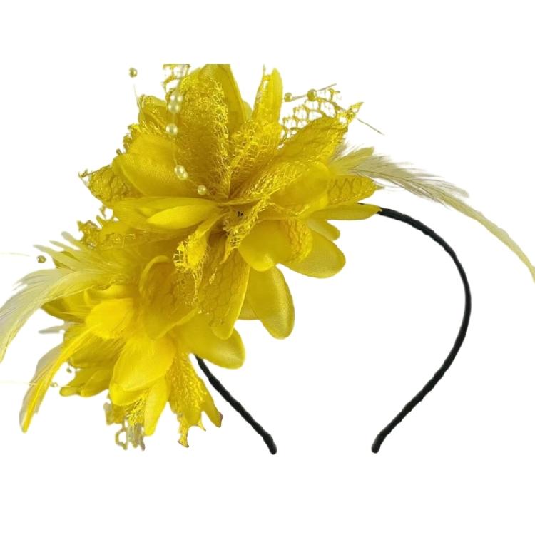 Luxurious Soft Feathered Hairpiece Flower Headwear Adjustable Headband for Halloween Festival Costume Coplay Party