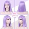 HAIRJOY Purple Bob Wigs Straight  with  Bangs Short Bob Wigs  Synthetic Hair Wig for Women Cosplay Wig Halloween Wig