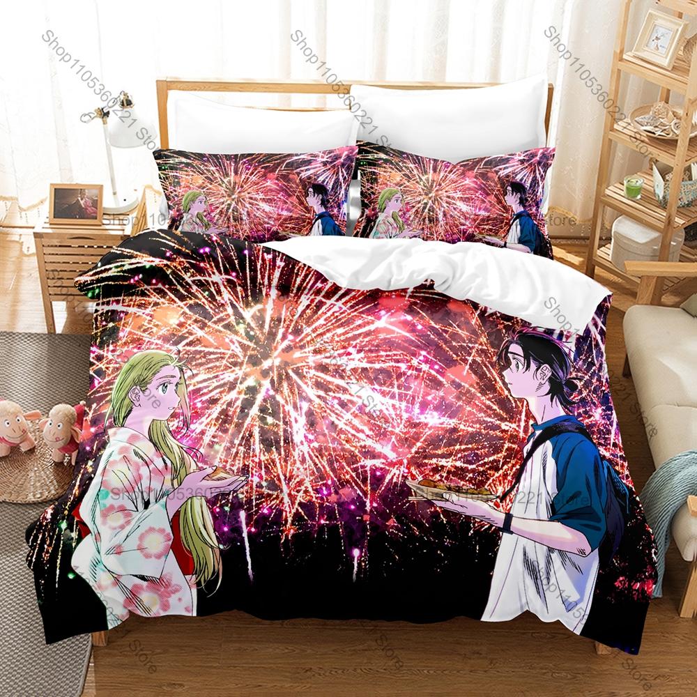 Mystery Anime Bedding Set, Duvet Cover + 2 Pillowcases, Summer Time Rendering Design Comfortable Home Supplies