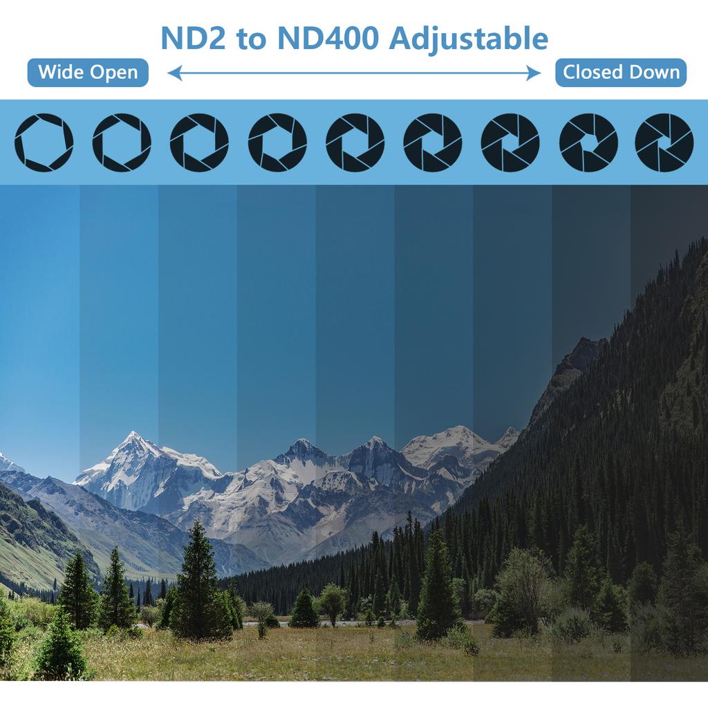 37MM Professional Clip On Phone Filter Lens ND2 400 Adjustable Neutral Density Filter with Phone Clip Lens Protector