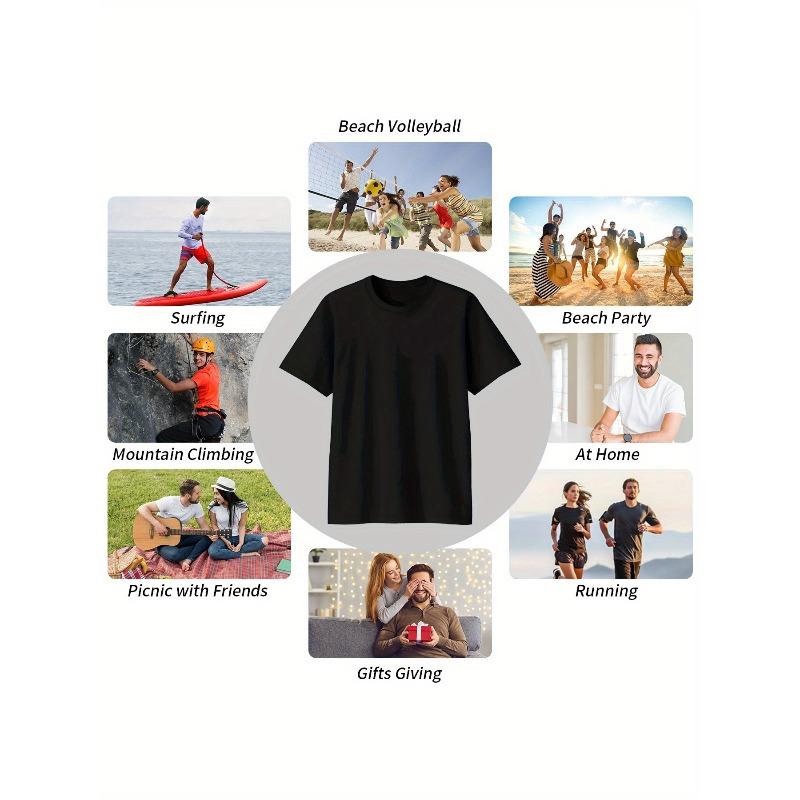 New Classic Black Short-Sleeved Men'S T-Shirt Made of 100%, Featuring a Creative Pattern Inspired by American Street Art