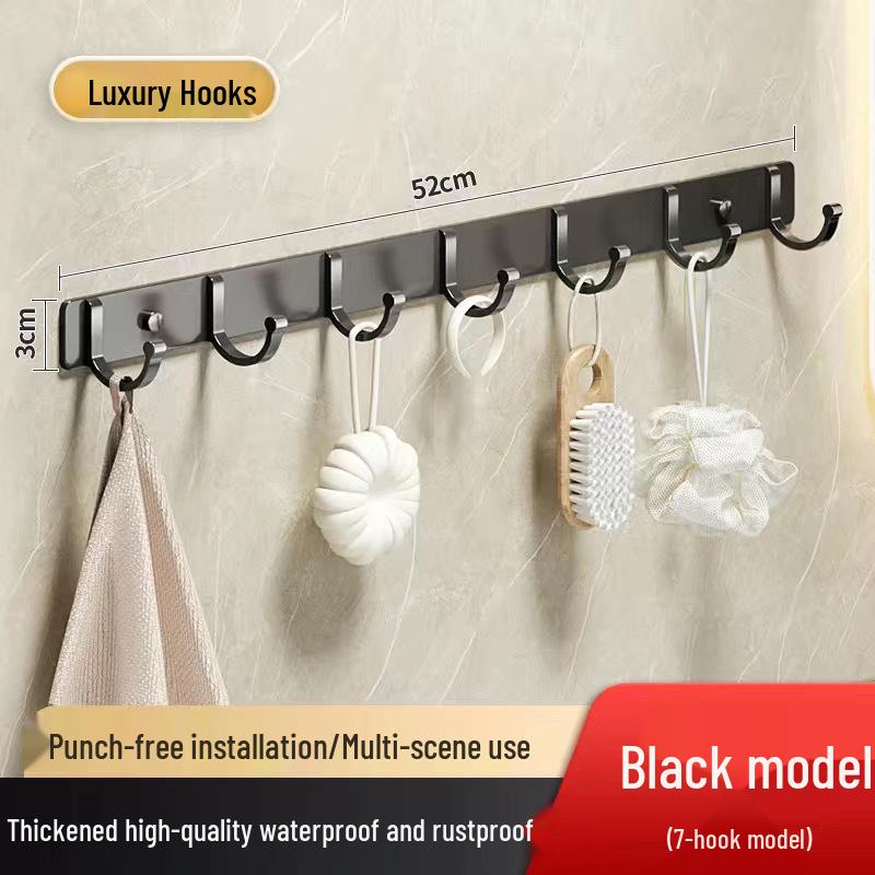 Adhesive Space Aluminum Hook for Bathroom & Kitchen - Punch-Free Coat & Clothes Hanger 