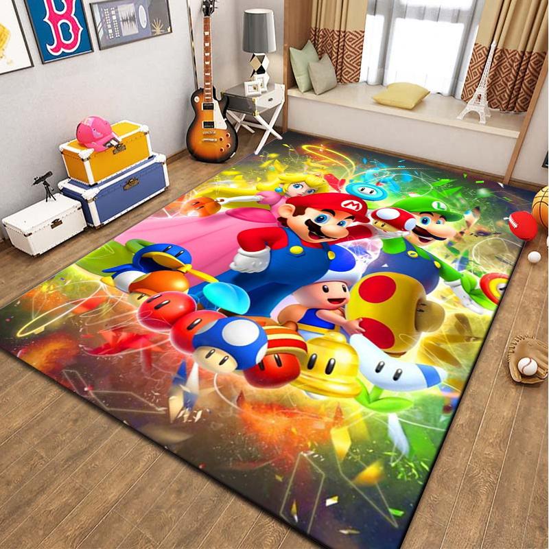 3D Cartoon Super Mario Bros Game HD Rug Area Carpet for Living Room Kids Bedroom Sofa Kitchen Decorate Child Non-slip Floor Mats