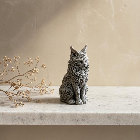 Vitrine Kattenbeeldje 3D Geprint Maine Ornamenten voor Tafeldecoratie