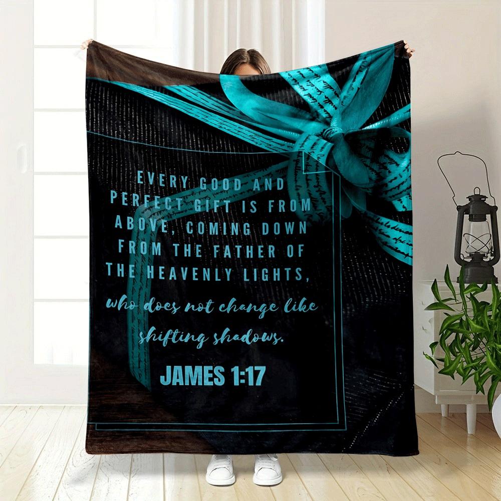 Turquoise ribbon with handwriting design on a textured, dark background. for all seasons blanket lunch break throw gift