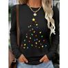 Tops for Women Christmas print Round Neck Long Sleeve T-shirt Fall Casual Slim Pullover Women's Long Sleeve Top