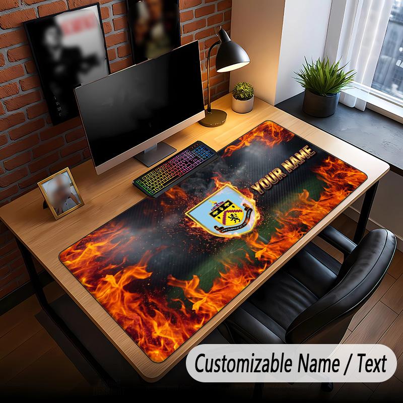 Large Mouse Pad Burnley Football Print Custom Name Text Desk Mat for Office Gaming