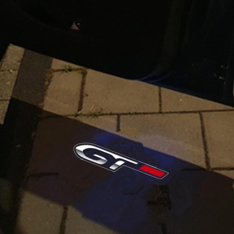 2Pcs LED Car Door Projector GT Emblem Welcome Light For Peugeot 307 RCZ 508 408 206 306 207 406 5008 607 807 1007 Line Accessory