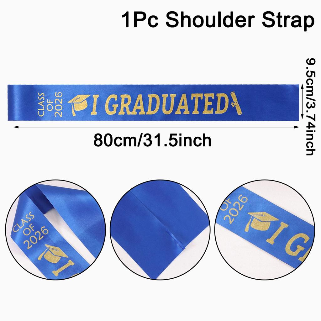 Class of 2026 Graduation Sash I Graduated Printed Stole 4 Color Choices Polyester Sash for Congrats Graduation Party Decorations