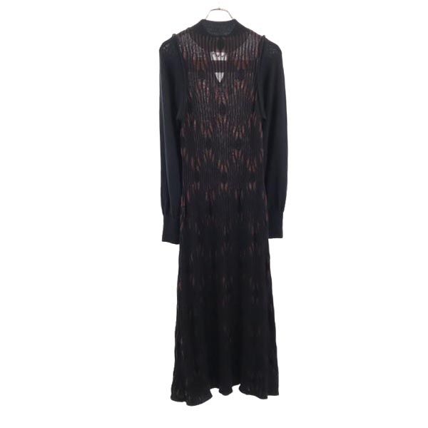 PUBLIC TOKYO Overall Handle Long Sleeve Wool Blend Knit Long Dress Women Used