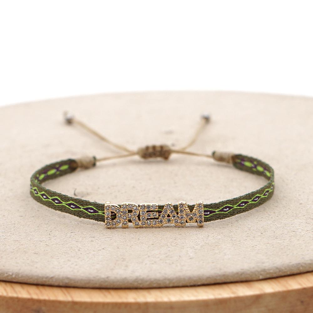 Retro Pattern Bohemian Spanish Court Hand-Woven Bracelet with Micro-Inlay