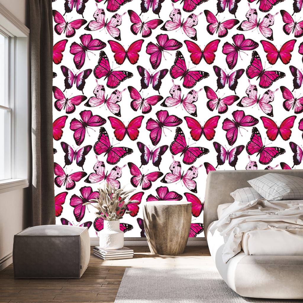 Pink Butterflies Wallpaper for Living Room and Bedroom 50x1000