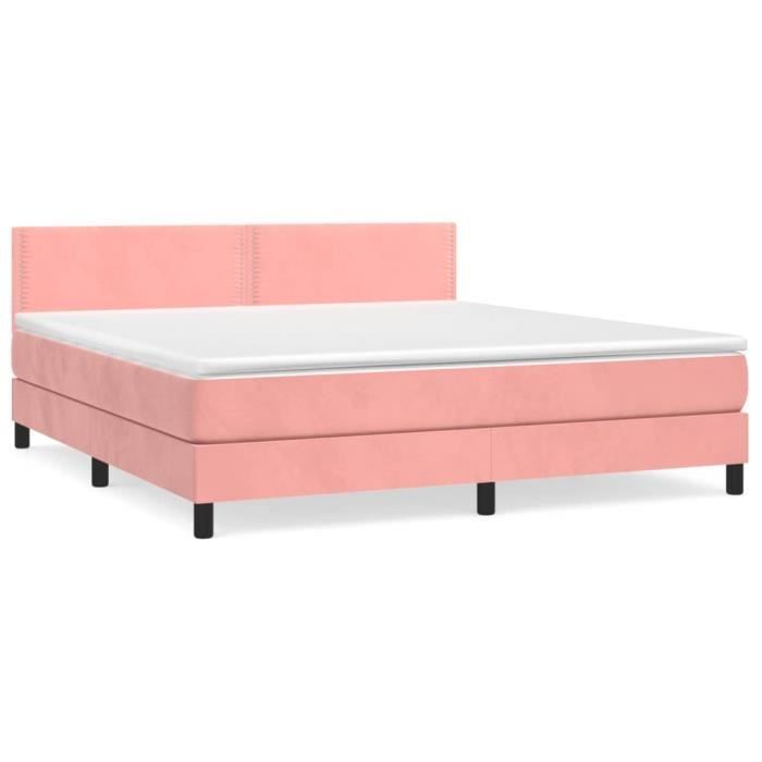 3141256 vidaXL Divan Bed with Mattress Pink 160x200 Cm Velvet