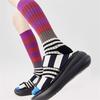 Women's Spring and Autumn Fashion Retro Collision Color Stripe Thin Long Tube Stack Socks