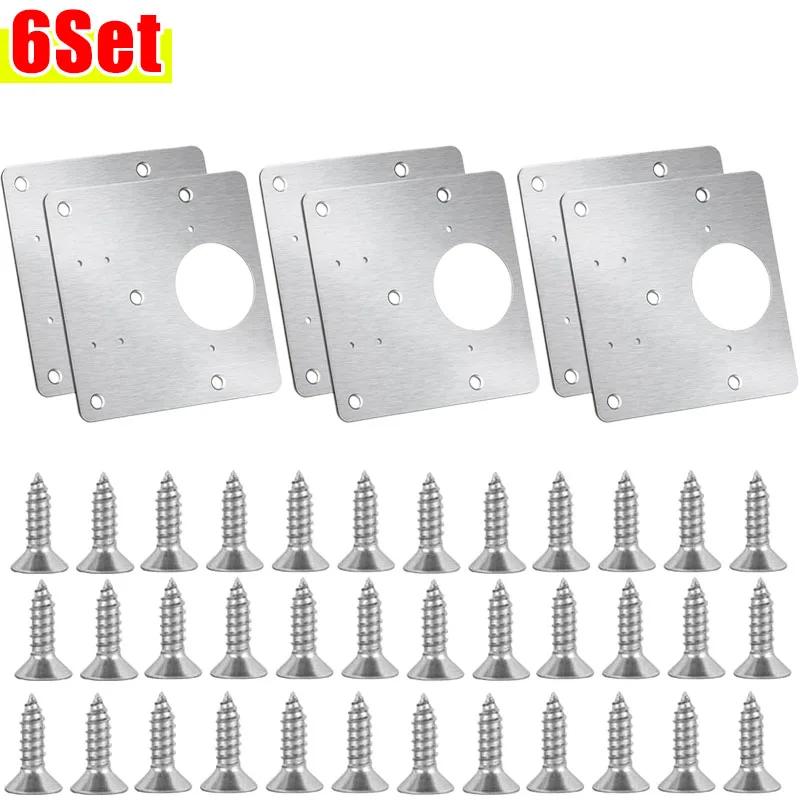 Cabinet Hinge Repair Plates Kit Stainless Steel Kitchen Cupboard Door Hinge Mounting Fixing Plate with Hole Hardware Accessories