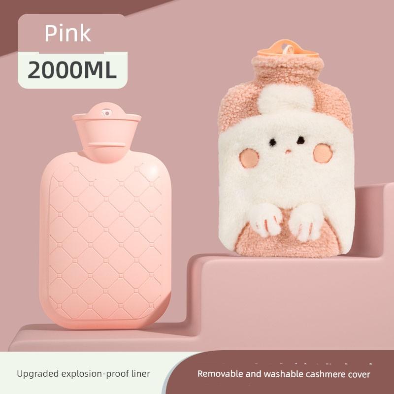 Hot Water Bottle, Thickened Explosion-Proof Hand Warmer, Small Hand Warmer Bag, Women's Belly Warmer, Plush Hot Compress Water Bag
