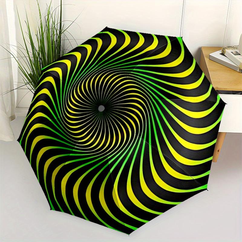 1pc Optical Illusion Pattern Folding Umbrella With Excellent UV Protection, 8 Ribs Casual Durable Lightweight Portable Travelling Umbrella F