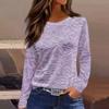 Women's Fashion Casual LongSleeve Print Round Neck Pullover Top Blouse