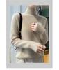 Women's Autumn/Winter Wool Sweater, Half High Neck, Loose Fit, Knit Base Layer, Seven Gauge, Thickened