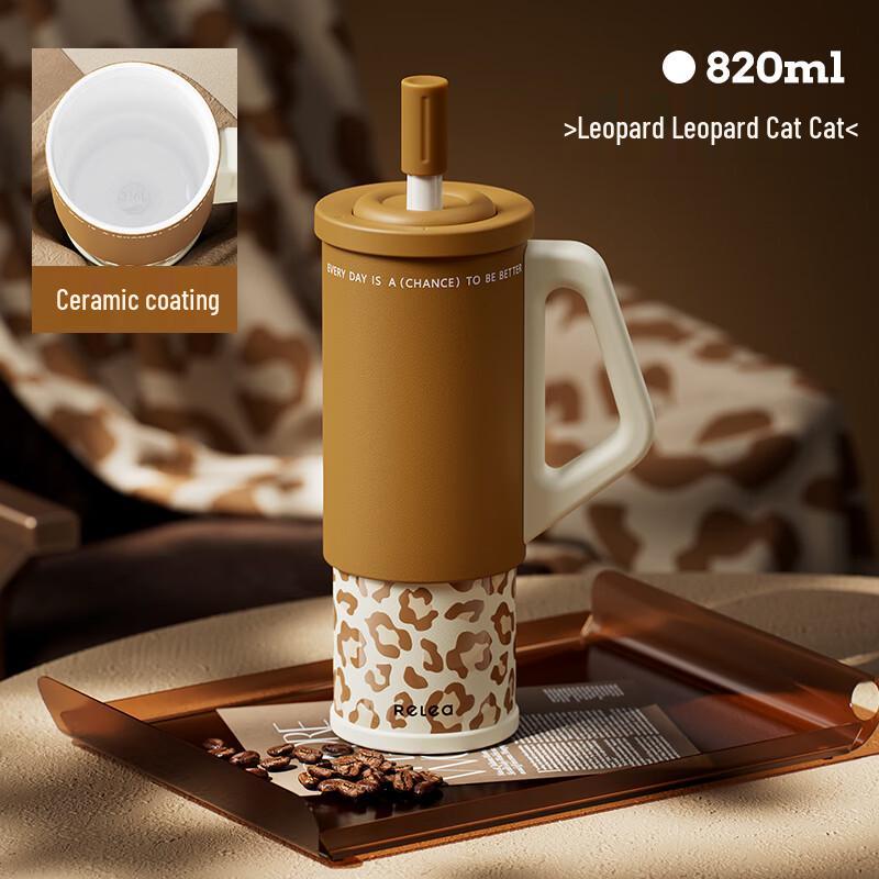 RELEA Insulated Portable Straw Water Bottle 820ml