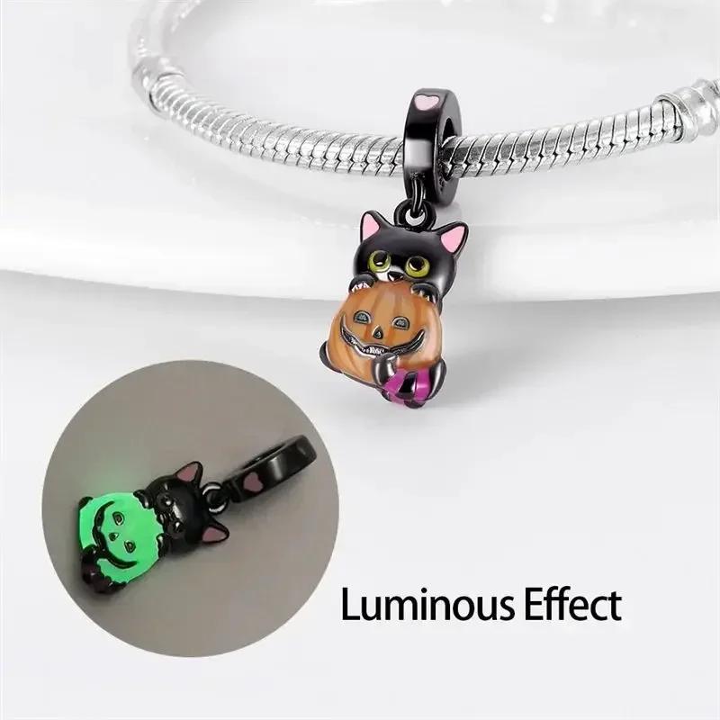 Happy Halloween Series Luminous Horror Pumpkin Charms Fit Original Women'S Bracelet Diy Simple Giftcopper