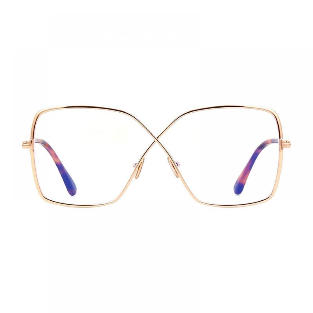 Tom Ford Eyeglasses Square Full Rim  Shiny Rose Gold Frame And Clear Blue Light Block Lens Ft5841 B028 Gold