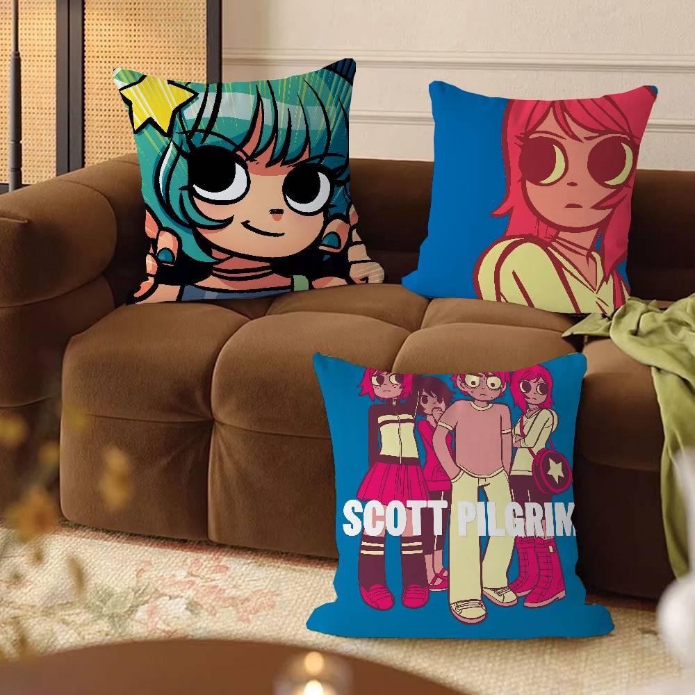 S-Scott Pilgrim Takes Off Pillow Covers Cartoon Sofa Decorative Home Double-sided Printing Short Plush Cute Cushion Cover