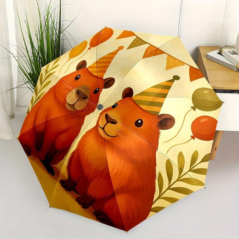 1pc Capybara Party Automatic Open/Close Umbrella, Ideal Fan Gift for Birthday, Christmas, Trendy Fashion Yy250828085