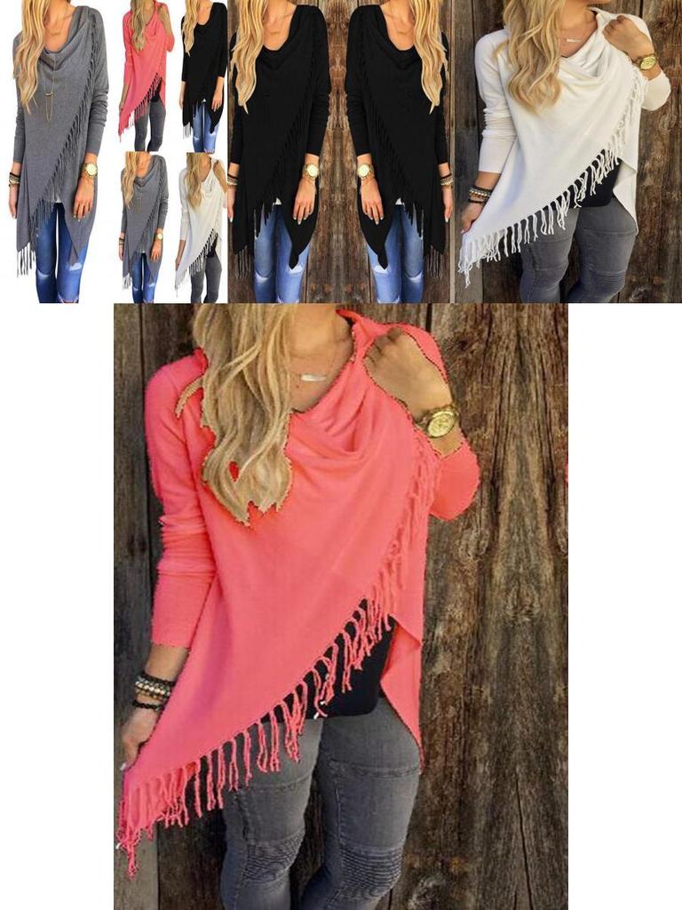 Stylish Women Tassels Casual Outwear Jacket Cardigan Long Sleeve Sweater In Solid Color
