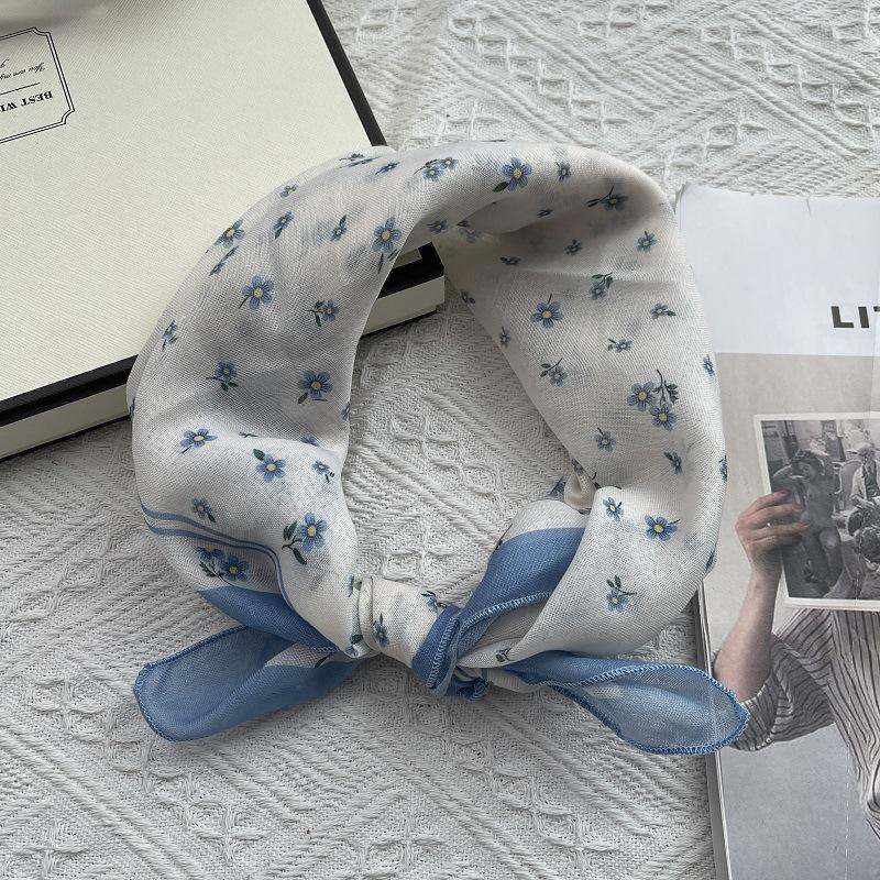 58*58cm Baumwoll-Quadrat-Schal Bandana, Kopfbedeckungen für Frauen, Kopftuch Taschentuch, Quadratischer Schal Stirnband, Vielseitige Schals für Frauen