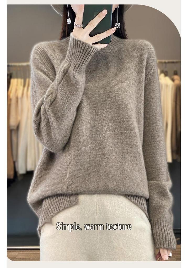 Elegant Loose-Fit Knitwear for Women - 2026 Autumn/Winter Slit Thickened Sweater