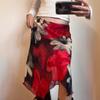 Sweet Fresh Mesh Print Slimming Waist Skirt for Women – Hip-Hugging European & American Style