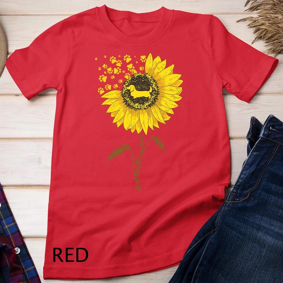 Best Dachshund Dog Mom Ever Pet Puppy Pup Lover Sunflower Unisex T-shirt 6 M
