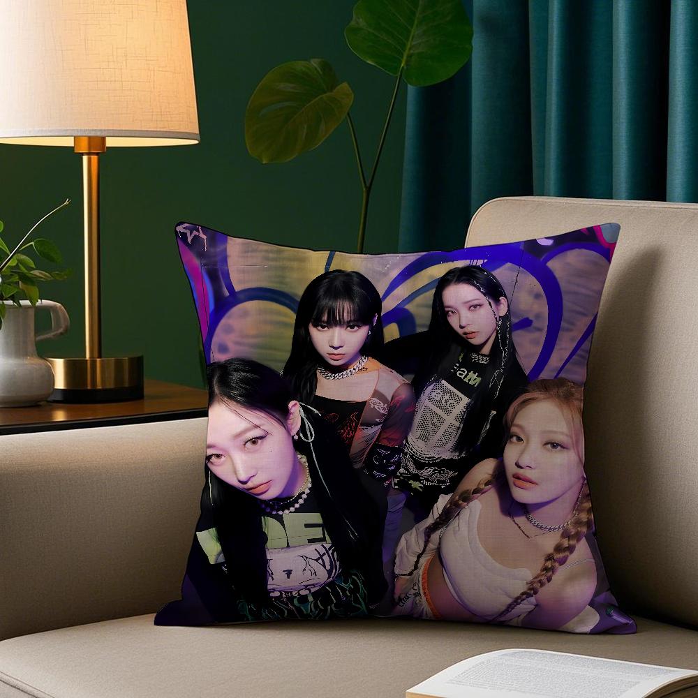 A-Aespas-K-Karina Kpop Style Girl Pillow Case Cozy Plush Pillow Cover Double Side Printed – Home Gift For Bedroom Decor
