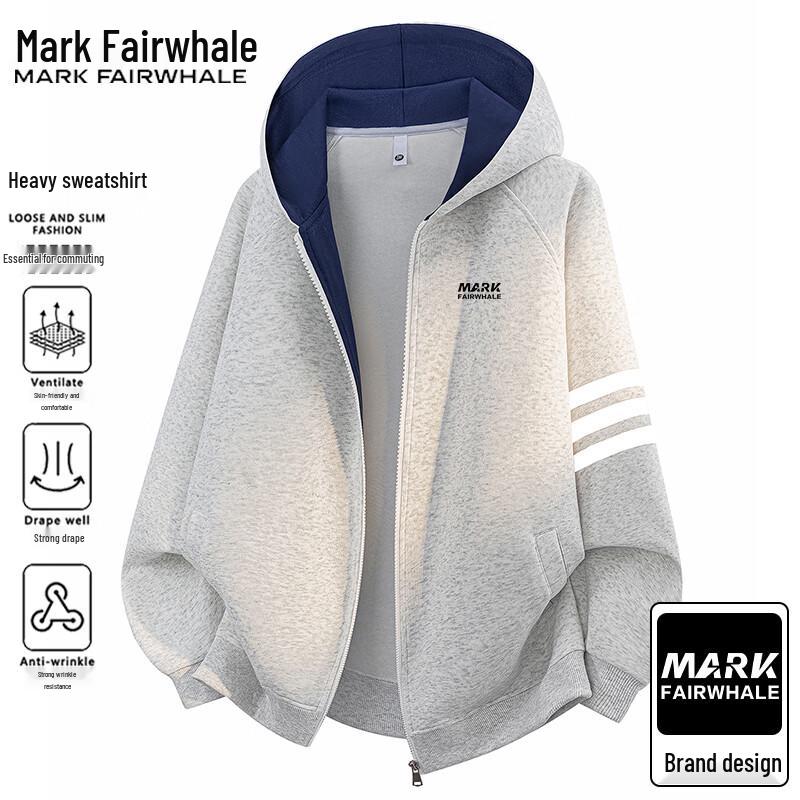 Mark Fairwhale Men's Casual Hooded Zippered Sport Jacket