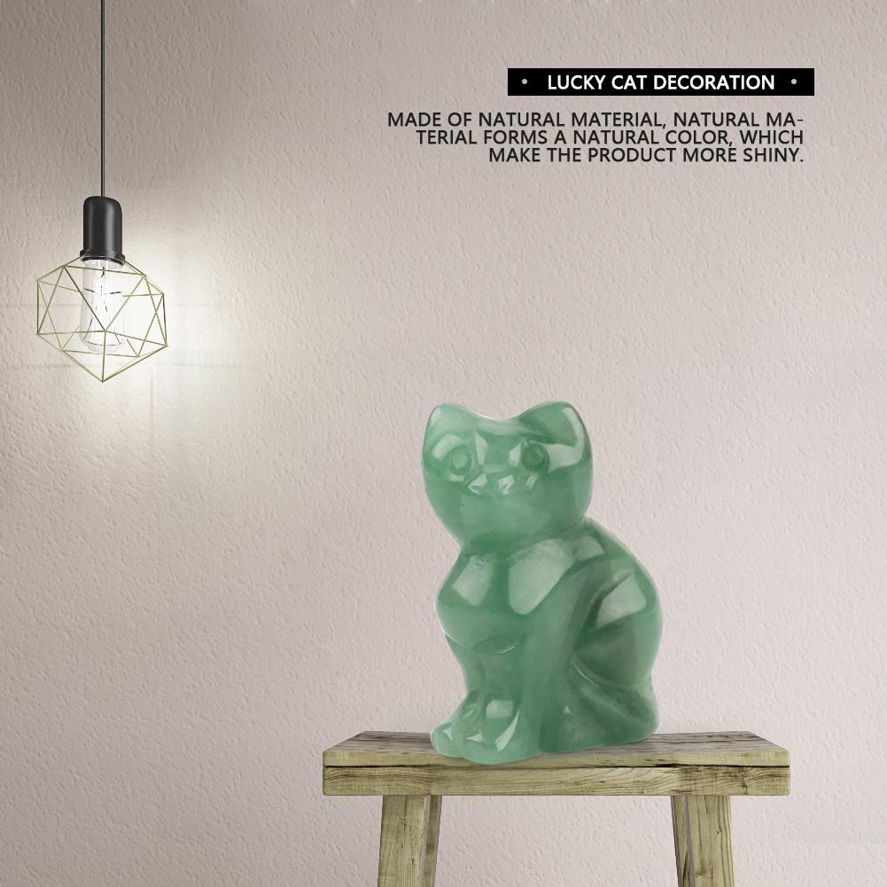 1,5 Zoll bunter natürlicher grüner Aventurin handgemachter Schnitzstein in Form einer Glückskatze