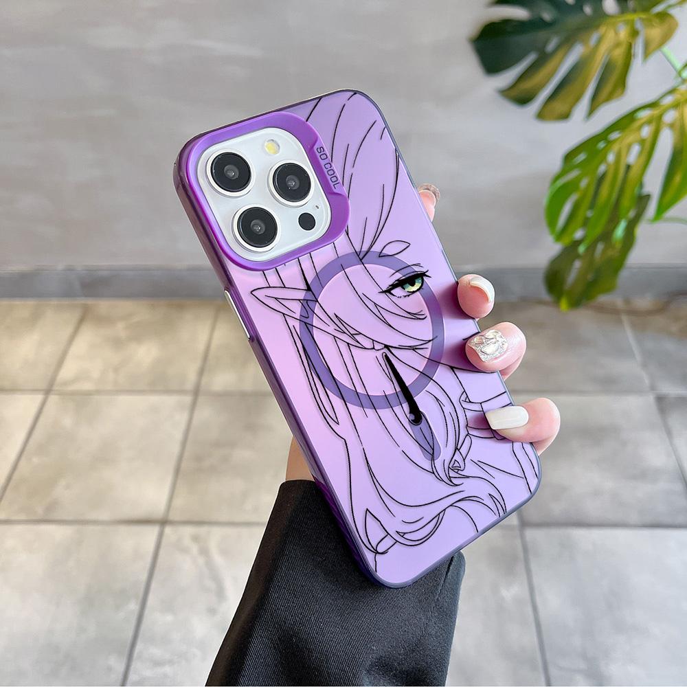 Hot Japan Sketch Comics Frieren Magsafe Magnetic Case for iPhone 11 12 13 14 15 16 Pro Max Plus Soft Silver Plated Anti Cover