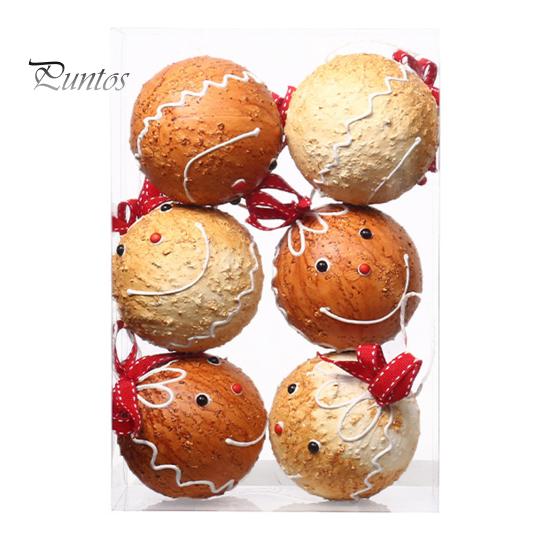 

6 шт. Рождественские шары, украшения, небьющиеся, подвесные, пенопластовые, шары, пряничная тема, рождественские шары, украшения для елки, домашний декор светло-коричневого