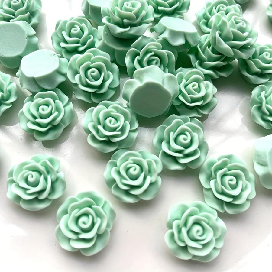 10 Stück Florale Harz-Cabochons - Weiße Rosen Verzierungen für Scrapbooking, Schmuckherstellung, DIY-Bastelarbeiten und Hochzeitsdekoration