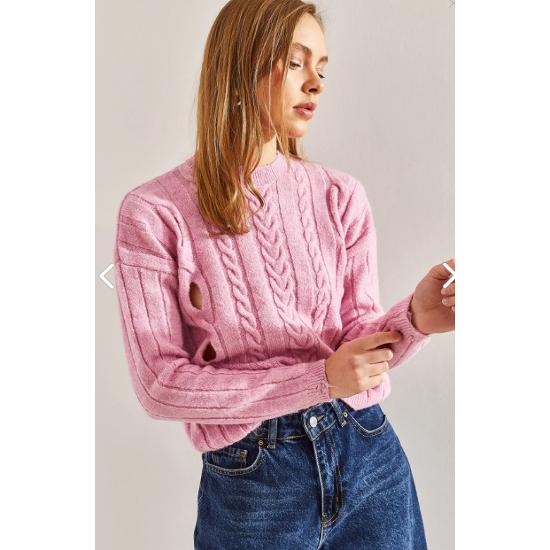 Geflochtener gemusterter Strickpullover für Damen in Standardgröße