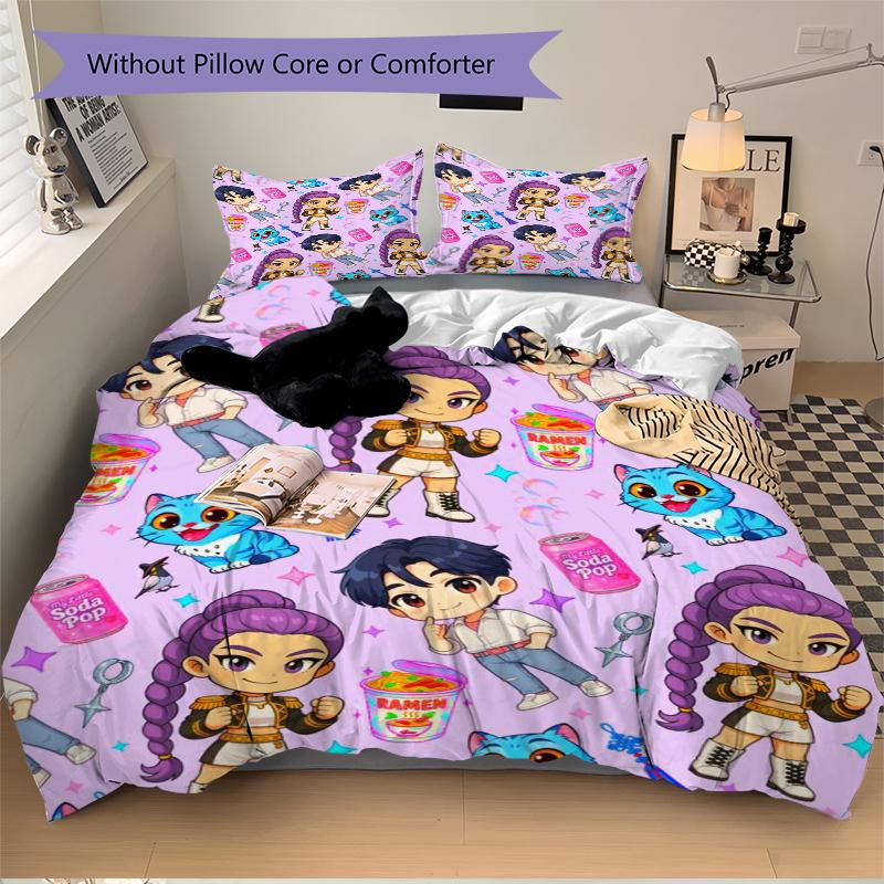 3Pcs Chibi Characters Toys Bedding Sets For All Sizes New 3D Printed Bed Cover Comforter Duvet Cover Pillowcase Bedroom Decoration