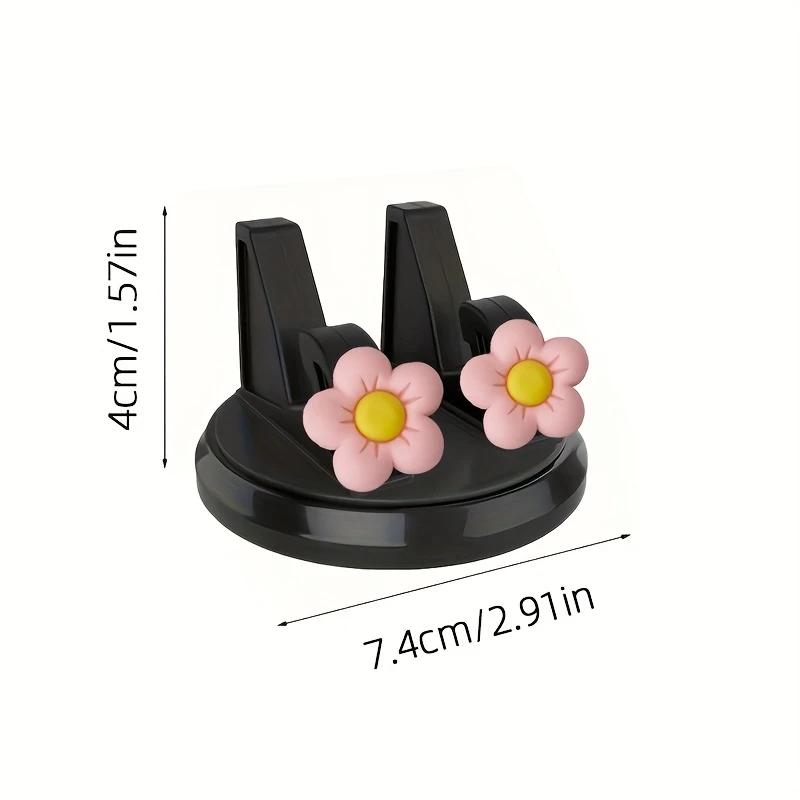 360° Rotating Car Phone Holder with Floral Design ABS Non-Slip Dashboard Mount & Office Home Stand Universal for All Smartphones